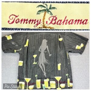 vintage Tommy Bahama hula girl loop collar Hawaiian Cocktail Dress Shirt Men‎ S